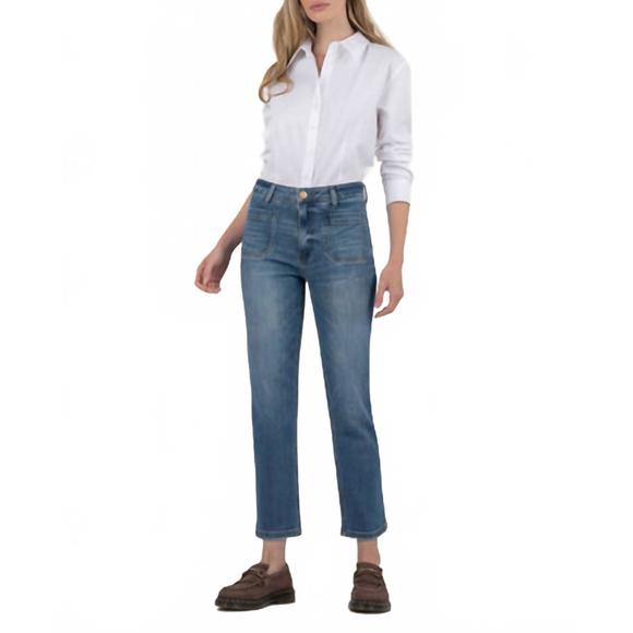 NEW KUT FROM THE KLOTH elizabeth high rise straight leg jeans in blue - Picture 1 of 3